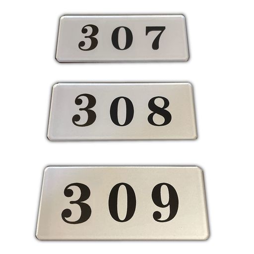 Seagronルームナンバープレート部屋番号番号プレートおしゃれアクリル製3.5x8cmx0.2cm(307+308+309シルバー)...