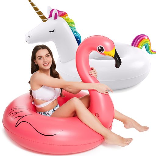 Jasonwell 浮き輪 フロート 2個セット フラミンゴ ユニコン 大人用 子供 浮き 輪 シットインフロート 海遊び 水遊び プール 海水浴 海 川 プールパーティー ビーチ スイミング 大きい 男女兼…