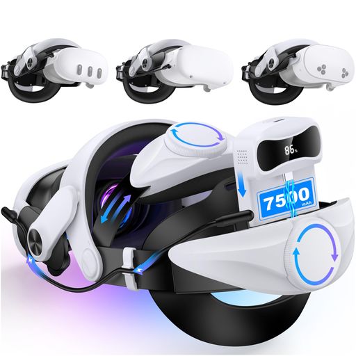 QUEST3S/QUEST3/QUEST2用ヘッドストラップ、ダブルノブ調節可能エリートストラップ交換用、VRヘッドセットアクセサリー高速充電7500MAH充電式バッテリーストラップ強化サポート&快適&圧力軽減… QUEST3S/QUEST3/QUEST2用ヘッドストラップ、ダブルノブ調節可能エリートストラップ交換用、VRヘッドセットアクセサリー高速充電7500MAH充電式バッテリーストラップ強化サポート&快適&圧力軽減…