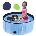 DEWELペットプール犬用猫用バス子供用小型犬中型犬折り畳みベビー用PVC複合素材水抜き栓付きハンドル付き持運び便利空気入れ不要実用性がある収納便利入浴用屋内屋外適用ポータブルプ…