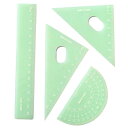 Getrays4個ゼリー色幾何学的定規三角定規プラスチック分度器まっすぐな定規と収納ボックス学生用半透明数学定規製図用定規測定ツールと明確な尺度家庭用学校用(グ...