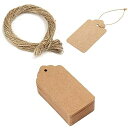 MEDUSHASHAタグ値札タグ荷札100枚(サイズ:30mmX50mm)糸付き下げ札無料の麻糸付き(長さ:10m)菓子屋ギフトラベル結婚式パーティー撮影用茶色