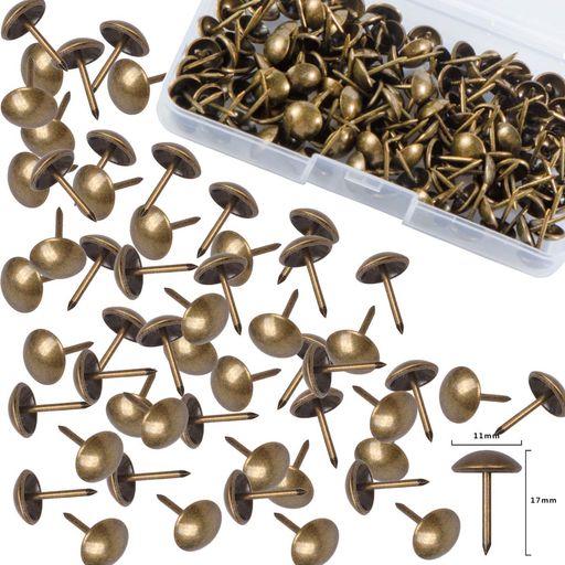 YOUOWO鋲画鋲押しピン画びょう120個入り鉄製ピンブロンズトーンボード太鼓鋲留め具装飾品釘アンティー..
