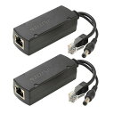 Leehitech100M信号伝送POEスプリッター48VPOE入力to12VDC出力スプリッタアダプターIEEE802.3af/at標準100M信号伝送距離セ...