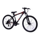 マウンテンバイク自転車シマノ21段変速26インチ前後ディスクブレーキ器フロントサスペンションMTB前輪クイックレバーワイヤ錠・ライトのプレゼント付き(ブラック)