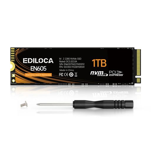 EDILOCA EN605 SSD 1TB PCIe Gen 3.0x4 NVMe1.3 M.2 2280 内蔵型SSD 3D TLC NANDフラッシュ搭載 最大読み込み2150MB/s ノートパソコンとデスクトップパソコン に対応 3年保証 (1TB)