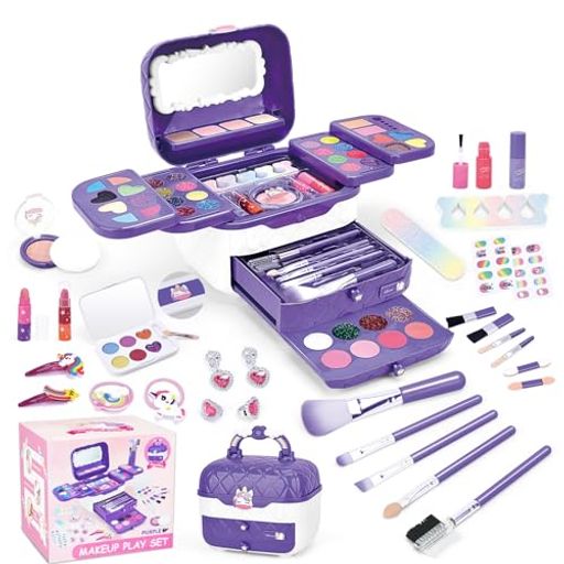 Opard女の子子供メイクセット72点プレゼント誕生日345678910歳おままごとセットキッズコスメお化粧セット女児ドレッサー水で落ちるアイシャドウネイルポリッシュリップスティックチーク…