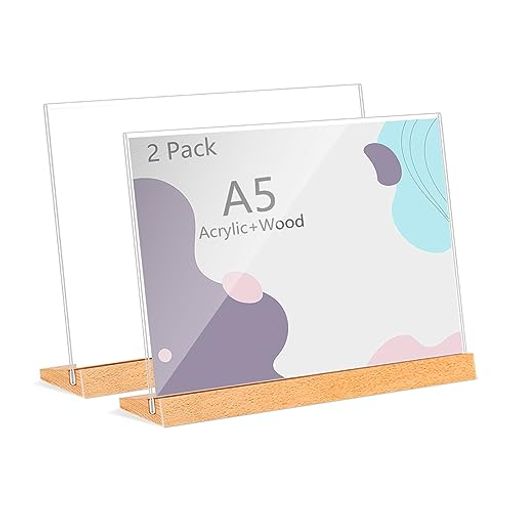 サインホルダー2個セットA5判横ポップスタンドフォトフレームアクリル立て看板L型写真カード立て透明アクリルメニュースタンドPOPスタンド(A5)