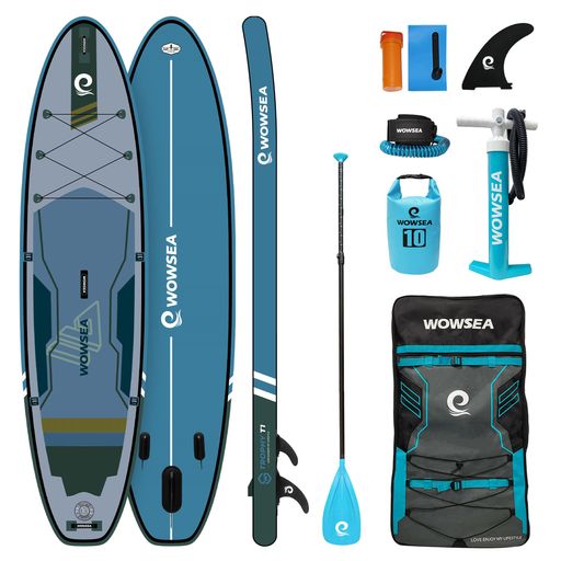 優れた耐久性、安定したWOWSEA Trophy T1空気入りガスケット:正確なSUPプレート、美しい性能設計を有し、1平方メートル当たりのトレース密度11200および軍事レベルのPVCレール、335cm長さx 81.5cm幅x 15cm厚び、完全に膨張したときに15 PSIまでの追加の安定性を提供することができる。(2025年6月25日からT1が新設計にアップグレード) 高品質なパドルとボルトロックフィンシステム:安価で耐久性のある標準パドルは、パドルを愛して楽しむことを目的としています。あなたの携帯用バッグに簡単に入れるために、3つの別個の部分に分かれています。あなたのひれをスクリューボックスのデザインに合わせます。 全アクセル、ダブルチャンバー、三重作用手動ポンプ:使いやすい63.5cmインチ三重作用ダブルチャンバー手動ポンプには、集積圧力計(修理キットには追加の圧力計は含まれていません)が搭載されており、パドル板を迅速に膨張させることができる。提示:PSI が 7 psi 未満の場合、ゲージメーターは動きません。