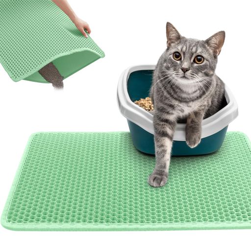 Assky猫砂マット防水&抗菌二重層EVA構造超吸収&防臭猫トイレマット滑り止め設計(3サイズ/5色)猫砂飛散..