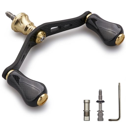 HEIGHTEN90mmリールハンドル20mmカーボンノブ搭載シマノダイワ通用1.5Kカーボン製ハンドルスピニングリール用GourdSeries(20mmノブ搭載-ゴールド)(1064)