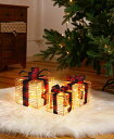 MORGENSKYクリスマス飾りギフトボックス3個セットツリーライト屋外室内LEDイルミネーションストリングライト電池式クスミニ電球妖精ボックス照明Xmasプレ...