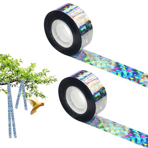 Doyime鳥よけキラキラテープ(2個セット)防鳥ホログラムテープ両面高反射3Dホログラフィック効果鳥追い..