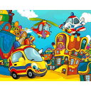 MISITUジグソーパズルラージピース100ピースパズル風景絵画乗り物車ヘリコプタープレゼント誕生日クリスマスおしゃれインテリアトラフィック(35.5x45.5cm)