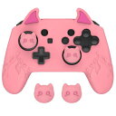 PlayVitalCuteDemonNintendoSwitchProコントローラー対応用シリコングリップカバージョイスティックキャップやステッカーシール付属【ピンク】