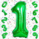 EXGOX数字バルーン大きいグリーン誕生日ナンバー1アルミ風船32インチバースデーパーティー成人式入学卒業式記念日お祝い飾り付け