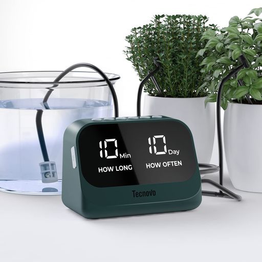 鉢植え自動散水ドリップ システム10鉢対応可能 自動水やり 散水スマートタイマー セット10mホース付き 防水LEDディスプレイと大容量バッテリー 植物 留守 ガーデン花植木鉢自動給水器