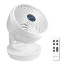 MYCARBONサーキュレーター静音DCモーター扇風機20畳パワフル送風省エネ上下左右首振り8段階風量リモコン付きタイマー機能小型空気循環部屋干し衣類乾燥(ホワ...
