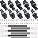XIATIAOSANN10個パネルマウントヒューズホルダー5X20MM250VAC10A125VAC15Aブラックスクリューキャップヒューズホルダー10A/15...