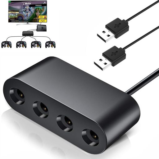 CHAYOOニンテンドースイッチ用ゲームキューブコントローラ接続タップSWITCHGCコントローラー接続タップ【2024年モデル型】GCコントローラー接続タップ3IN1変換アダプタTURBO連発機能4ポート最…