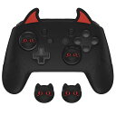 PlayVitalCuteDemonNintendoSwitchProコントローラー対応用シリコングリップカバージョイスティックキャップやステッカーシール付属【ブラック】