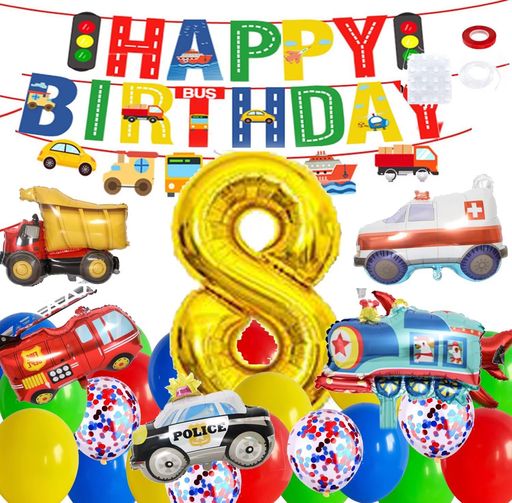 誕生日飾り付けバルーン数字バルーン男の子誕生日バルーン車バースデー飾り風船HappyBirthday装飾パー..