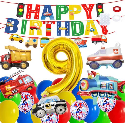 誕生日飾り付けバルーン数字バルーン男の子誕生日バルーン車バースデー飾り風船HappyBirthday装飾パー..