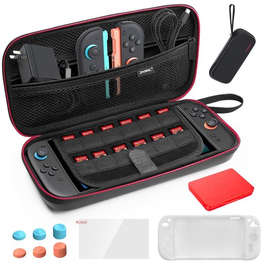 【switch2ケース】switch2専用収納ケースキャリングケース耐衝撃ポータブルバッグ大容量EVA素材軽量設計ソフト12枚収納ダブルファスナーメッシュポケット付き外出旅行用保護フィルムとカ… 【switch2ケース】switch2専用収納ケースキャリングケース耐衝撃ポータブルバッグ大容量EVA素材軽量設計ソフト12枚収納ダブルファスナーメッシュポケット付き外出旅行用保護フィルムとカ…