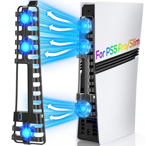 新型PS5冷却ファンPS5SLIM/PRO冷却ファン新型自動温度検出3段階風速調整LEDライトUSB3.0ポート付き低騒音急速冷却放熱熱対策プレステ5スリム/PS5PRO用ディスク/デジタル版対応PS5 新型PS5冷却ファンPS5SLIM/PRO冷却ファン新型自動温度検出3段階風速調整LEDライトUSB3.0ポート付き低騒音急速冷却放熱熱対策プレステ5スリム/PS5PRO用ディスク/デジタル版対応PS5
