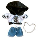 niannyyhouseゆるいぬいぐるみ服20cmブル犬パーカージーンズ付属品着せ替え綿人形服(white+blue)