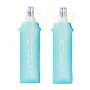 WRELSソフトフラスクトレラン水筒ボトルハイドレーションボトルソフトフラスクマラソン水分補給/150ml/250ml/500mlウォーターボトル登山ハイキング折りたたみ防塵キャップ付き(水色、500ml*2)(4)
