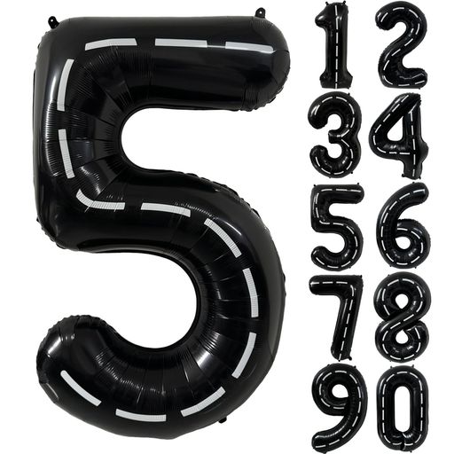 数字バルーンレーシングバルーンブラック40インチバースデーバルーン数字5風船黒のストライプナンバー..