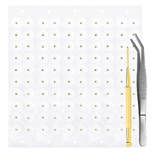 耳つぼジュエリー100粒耳ツボシールステンレス製耳つぼシール金粒銀粒透明耳ツボジュエリーシール-ゴー..