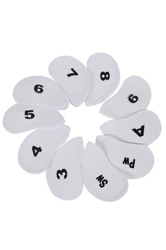 YFFSFDCゴルフアイアンカバーヘッドカバー10枚入り(3〜9、A、Pw、Sw)番号保護カバー白