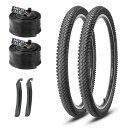 MOHEGIA2本セットマウンテンバイク自転車タイヤ:24x1.95インチ30TPI組み合わせセット-折り畳み式交換用タイヤ、チューブ、タイヤレバー-ブラック