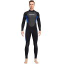 ウェットスーツメンズフルスーツウエットスーツ男性用3MMネオプレンバックジップサーフィンSUPサップダイビングボディボードシュノーケリングブラック・ブルーXLサイズ
