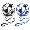 ボールネットボール収納サッカートレーナーネット2個入り網袋持ち運び便利リフティング練習サッカートレーニング用ボールバッグスポーツ球技ボールバッグ網保管用子供用ブラック+ブ…
