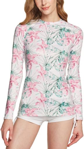 [ATHLIO]ラッシュガードレディース長袖UVカットUPF50+接触冷感吸汗速乾通気性スイムシャツ水着対応無地..