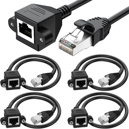 Xiatiaosann 4パック イーサネット延長ケーブル CAT6 LAN RJ45 ネットワーク パッチコード オス - メス スクリュー パネル マウント ルーター モデム スマート TV PC コンピューター ノートパソコン…