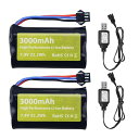 2PCS 7.4V 3000MAH 15C 2S LI-ION バッテリSM-3Pプラグ付きUSB充電ケーブル付き用のDE43 DE60 9500E 自動車制御...