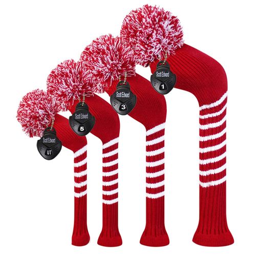 ゴルフヘッドカバーニットセット4枚セットセット、ゴルフクラブドライバーウッド(460cc)*1フェアウェイウッド*2とハイブリッドフェアウェイ*1(Crimso...