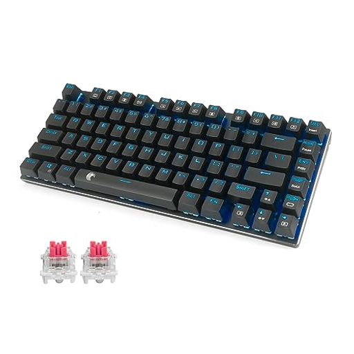 E元素ゲーミングキーボード赤軸・青軸メカニカル式キーボードUSB接続有線81キーアンチゴーストキー青色LEDバックライト防水機能付きゲーマー向け英語配列キーボード(赤軸・ブラック) E元素ゲーミングキーボード赤軸・青軸メカニカル式キーボードUSB接続有線81キーアンチゴーストキー青色LEDバックライト防水機能付きゲーマー向け英語配列キーボード(赤軸・ブラック)