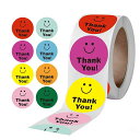 PureSino感謝シール丸型ありがとうサンキューシールありがとうステッカーThankyouシールギフトシールSmile笑顔の表情Happy可愛いシール母の日結...