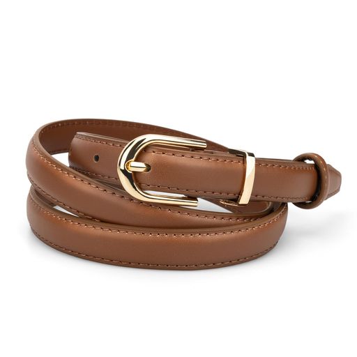 [アルフィリ]ベルトレディース本革大きいサイズ/細いスーツワンピース対応快適調整可能フォーマルカジュアル兼用プレゼント(ブラウン95cm)