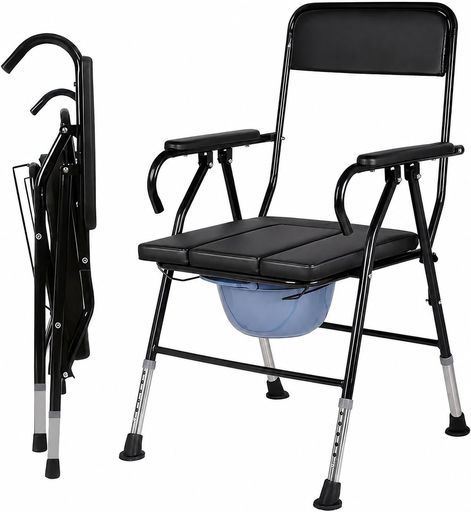 【6段階高さ調節・立ち座りをサポート】使用する方の体格や設置環境に合わせて高さを6段階で調節可能。左右の手すりを握りながら身体を支えやすく、座る・立ち上がる動作に配慮した設計です。高齢者の介護用トイレやベッドサイド用簡易トイレとして、家庭内のさまざまな場所で使用できます。 【耐荷重約100kg・安定したスチールフレーム】本体には丈夫な炭素鋼フレームを採用し、耐荷重は約100kg。太めのパイプ構造と脚部の滑り止めゴムにより、使用時の安定性に配慮しています。背もたれと両側アームレスト付きで、毎日の介護や日常使用をしっかりサポートします。 【厚さ約4cmのクッション座面・座りやすい設計】座面には厚さ約4cmのクッションを採用。やわらかな座り心地で、お尻への負担に配慮しています。背もたれとアームレストを備えているため、排泄時だけでなく、着替えや一時的な腰掛けとしても使いやすい仕様です。 【2WAY取り外し式バケツ・お手入れ簡単】排泄バケツは「上から持ち上げて取り外す」「前方から引き出す」の2通りに対応。設置場所や使用状況に合わせて取り出し方を選べます。