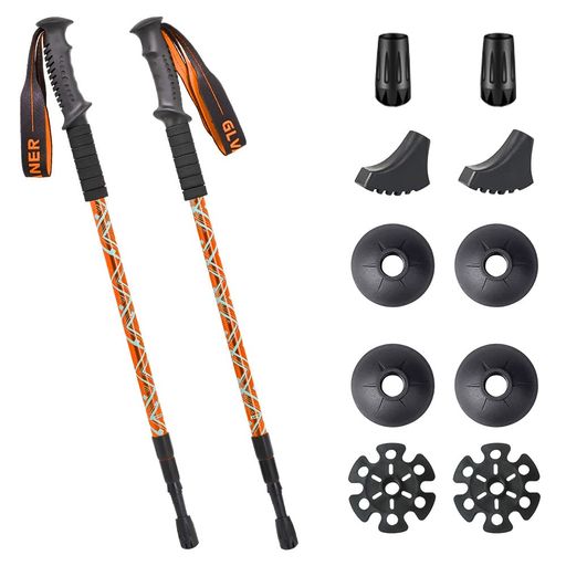 GLVANERトレッキングポール2本セットトレッキングステッキ登山ストックアンチショック機能付6061アルミ製軽量300G3段伸縮式ウォーキングポールコンパクトお花見付属品付き男女兼用最小65CMまで小さく伸縮(オレンジ) GLVANERトレッキングポール2本セットトレッキングステッキ登山ストックアンチショック機能付6061アルミ製軽量300G3段伸縮式ウォーキングポールコンパクトお花見付属品付き男女兼用最小65CMまで小さく伸縮(オレンジ)