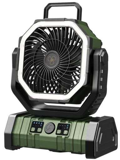 楽天ベストプライスオンラインストア【35000mAh・LED⨉ファン・首振り】SUKITENキャンプ扇風機充電式アウトドアDCモーター静音コードレス扇風機充電式ファン吊り下げ100時間連続使用リモコン付き切タイマー風量4段階調節3段階LE…