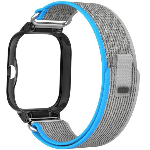 [ULIGADUO] 交換用バンド ケース付き FOR XIAOMI REDMI WATCH 4スマートウォッチに対応 マジックステッカーループ ストラップ REDMI WATCH 4バンド 替えベルト (グレー+ブルー)
