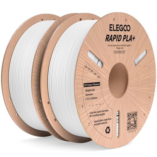 ELEGOO 高速 PLA プラス RAPID PLA+ フィラメント 1.75mm 3D プリンター用フィラメント 寸法精度プラスマイナス0.02mm 印刷速度600mm/s対応可能 ほとんどの3Dプリンターに対応 (1KG/スプール 2.2 lbs) 白色*2