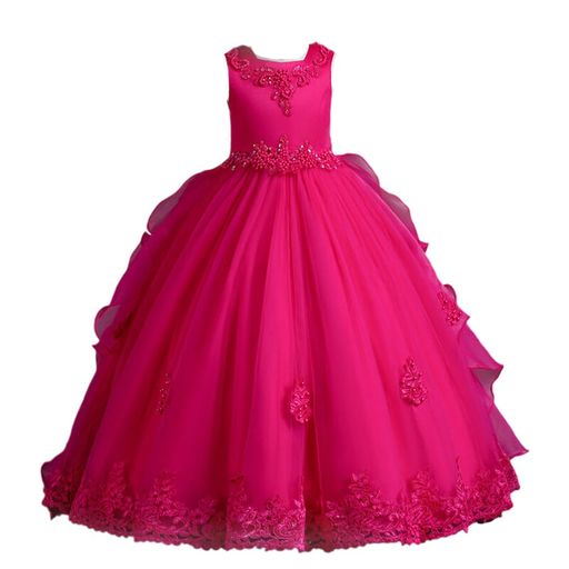 [VIISEN]子供ドレスジュニアピアノ発表会フォーマルキッズドレス子どもドレス演奏会結婚式刺繍上品エレガント女児女の子フォーマルドレス100-160(マゼンタ150)